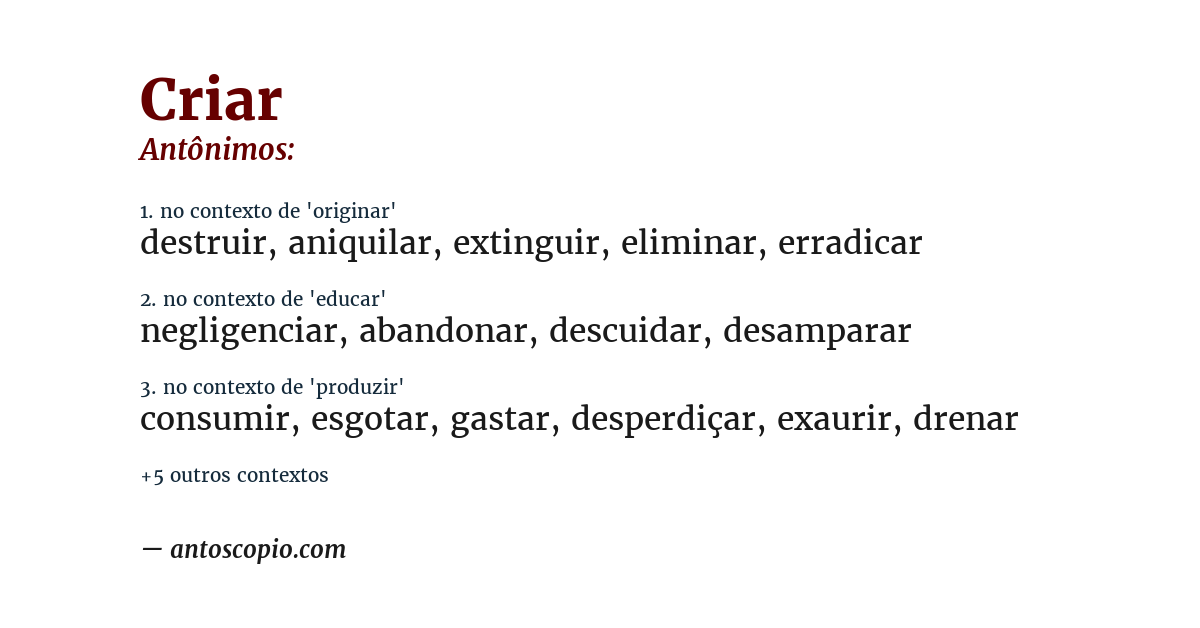 Antônimo de criar