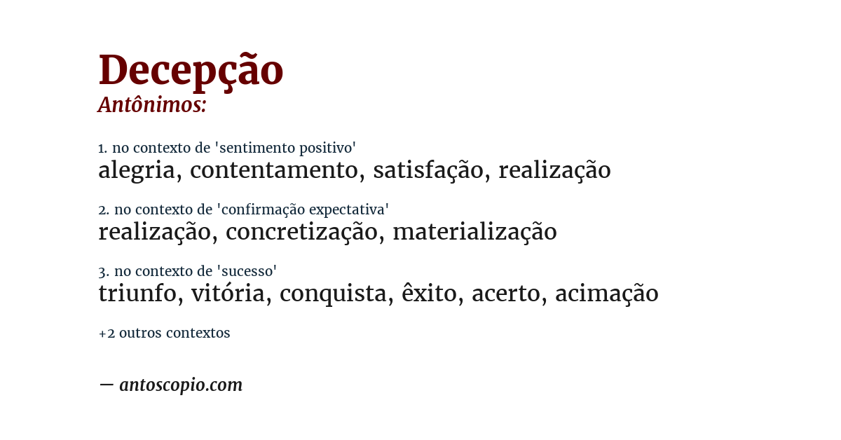 Antônimo de decepção
