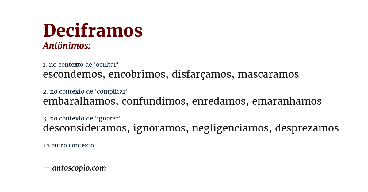 Antônimo de deciframos