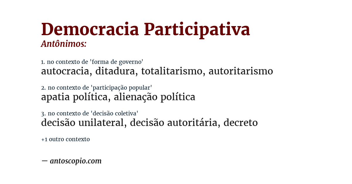 Antônimo de democracia participativa