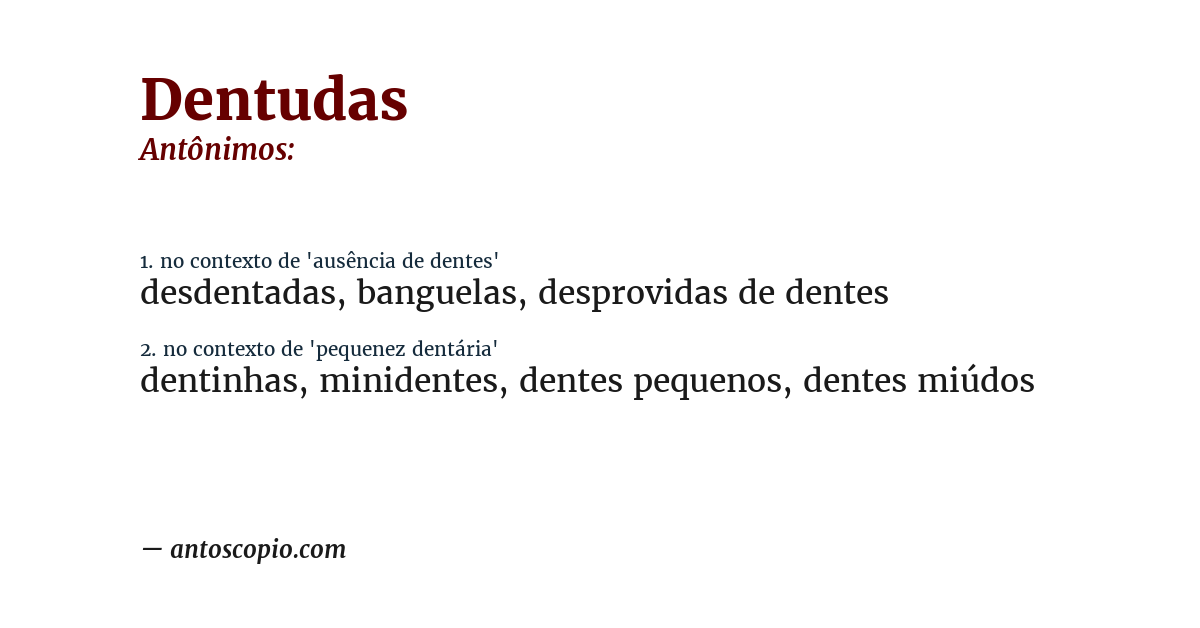 Antônimo de dentudas