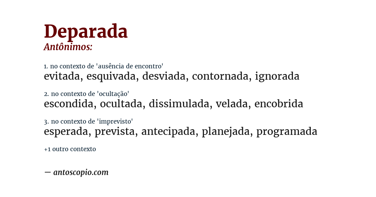 Antônimo de deparada