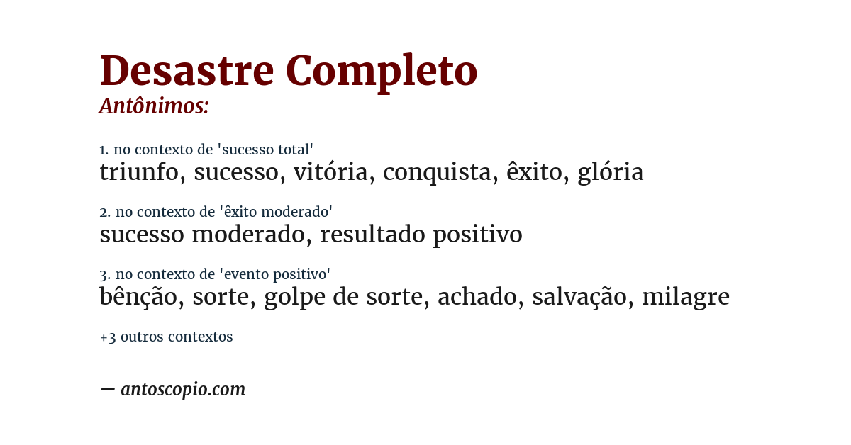 Antônimo de desastre completo