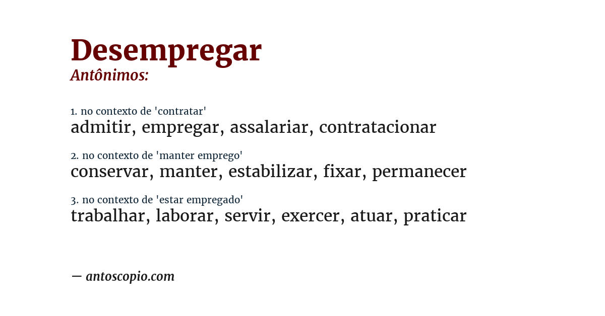 Antônimo de desempregar