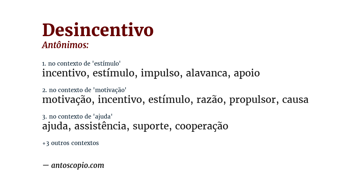 Antônimo de desincentivo
