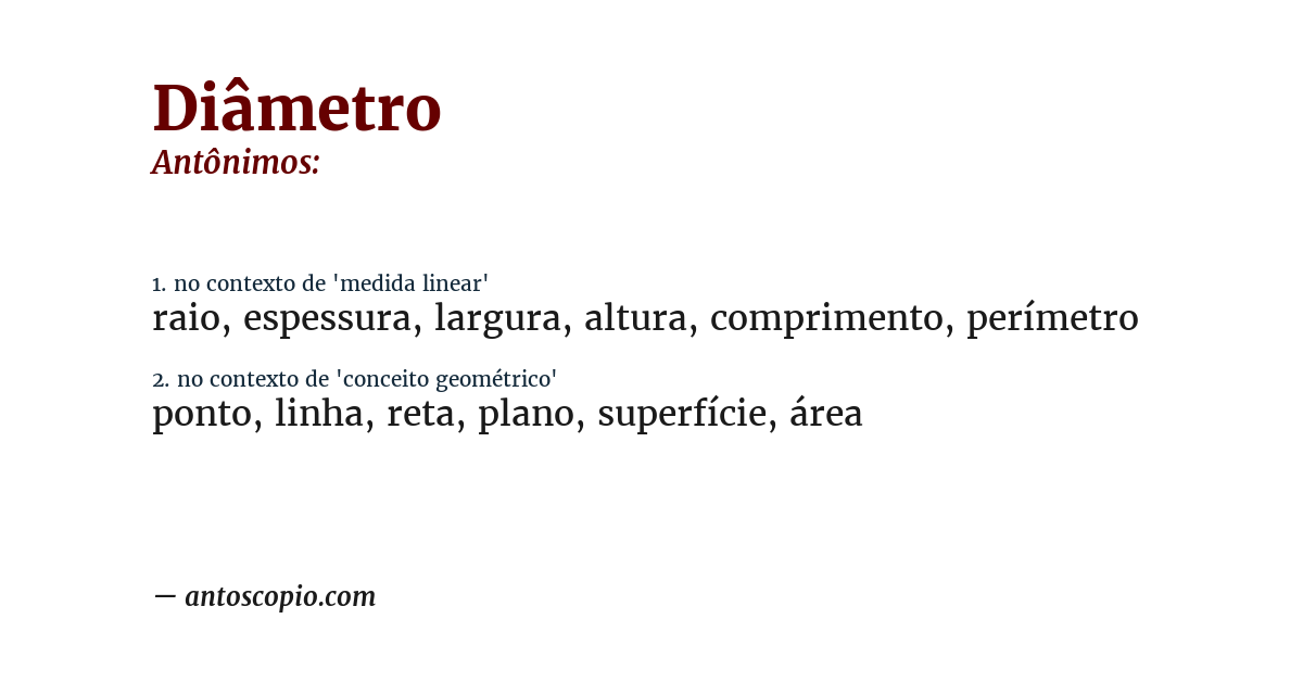 Antônimo de diâmetro