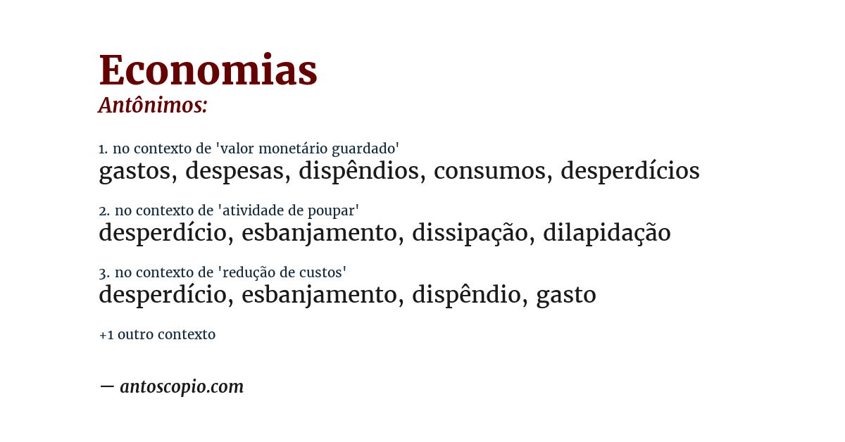 Antônimo de economias