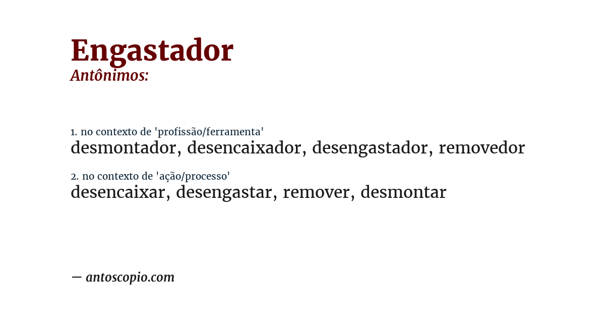 Antônimo de engastador