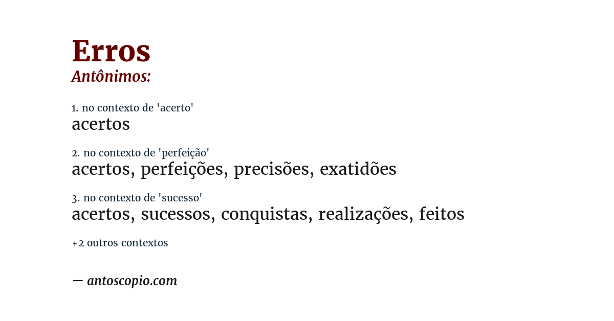 Antônimo de erros