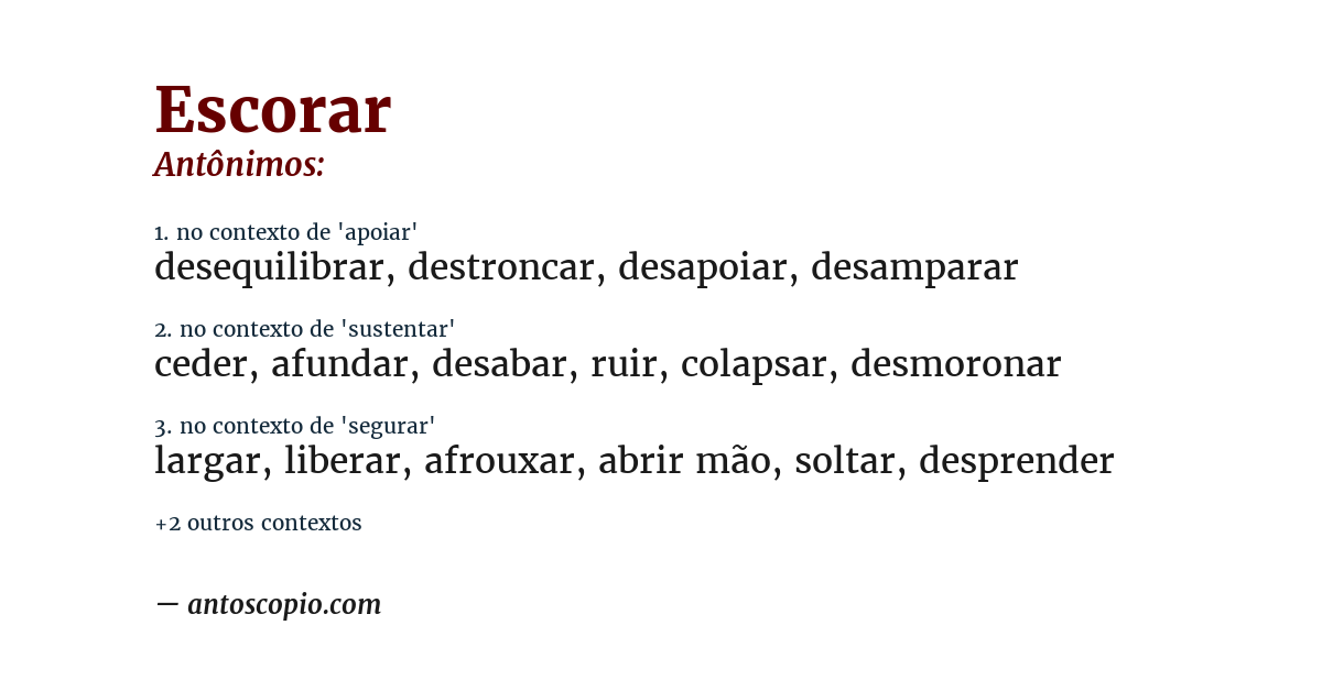 Antônimo de escorar