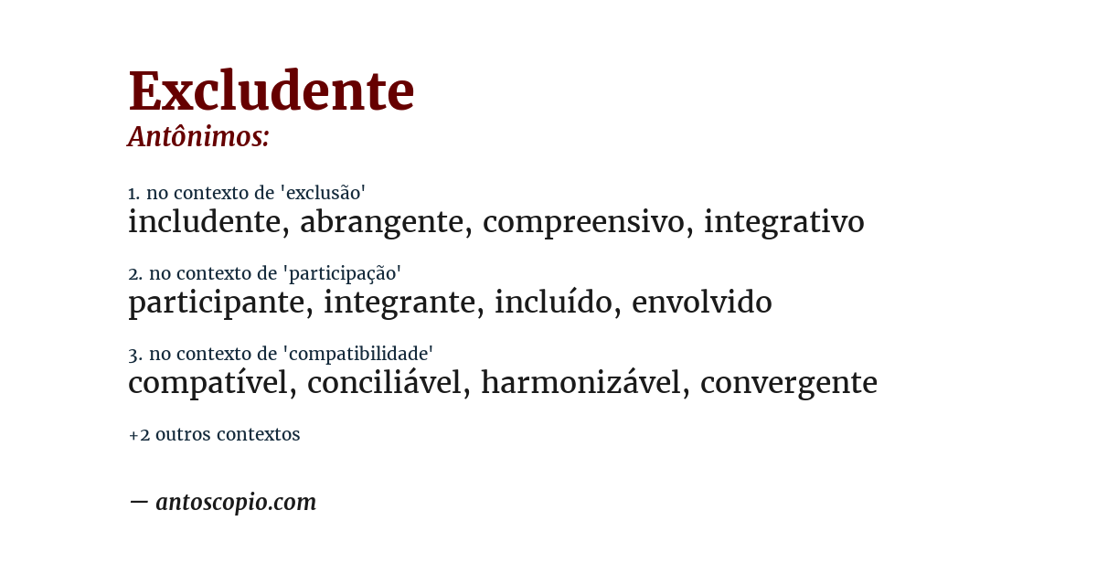 Antônimo de excludente