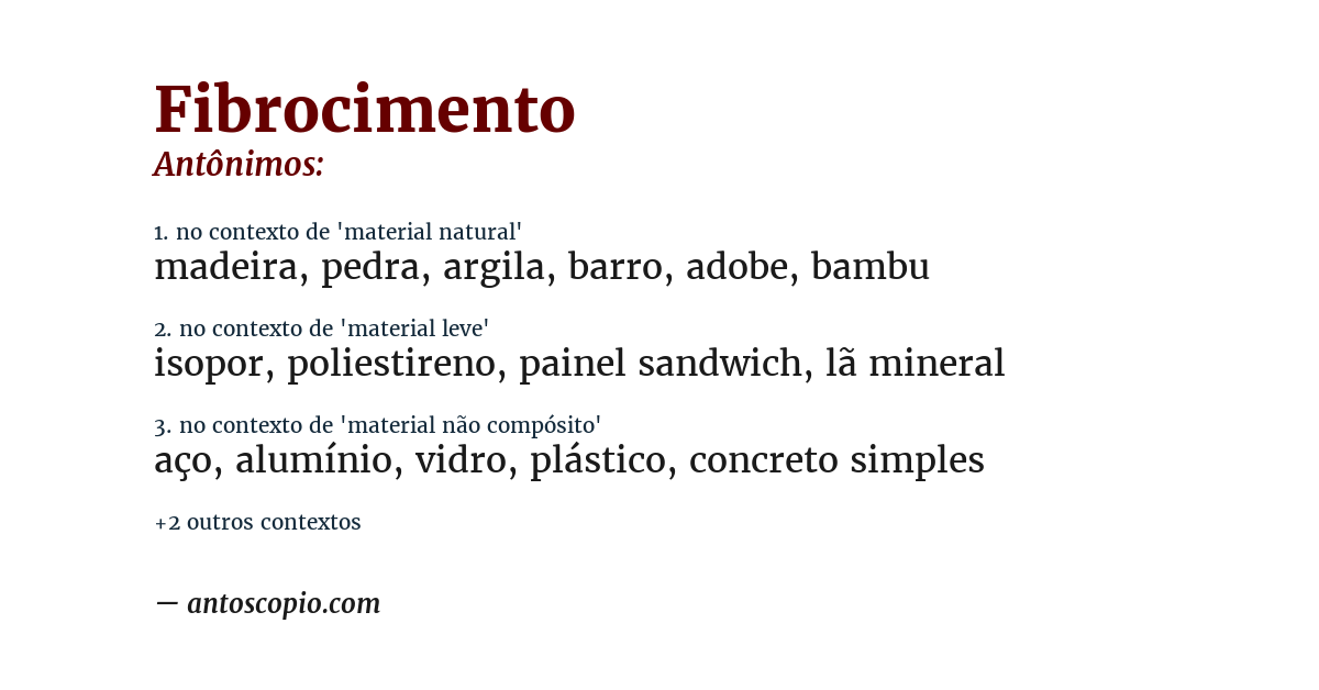 Antônimo de fibrocimento