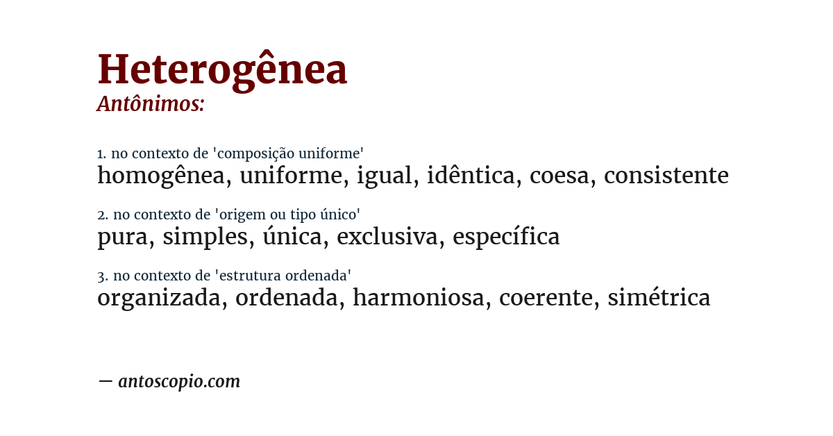 Antônimo de heterogênea