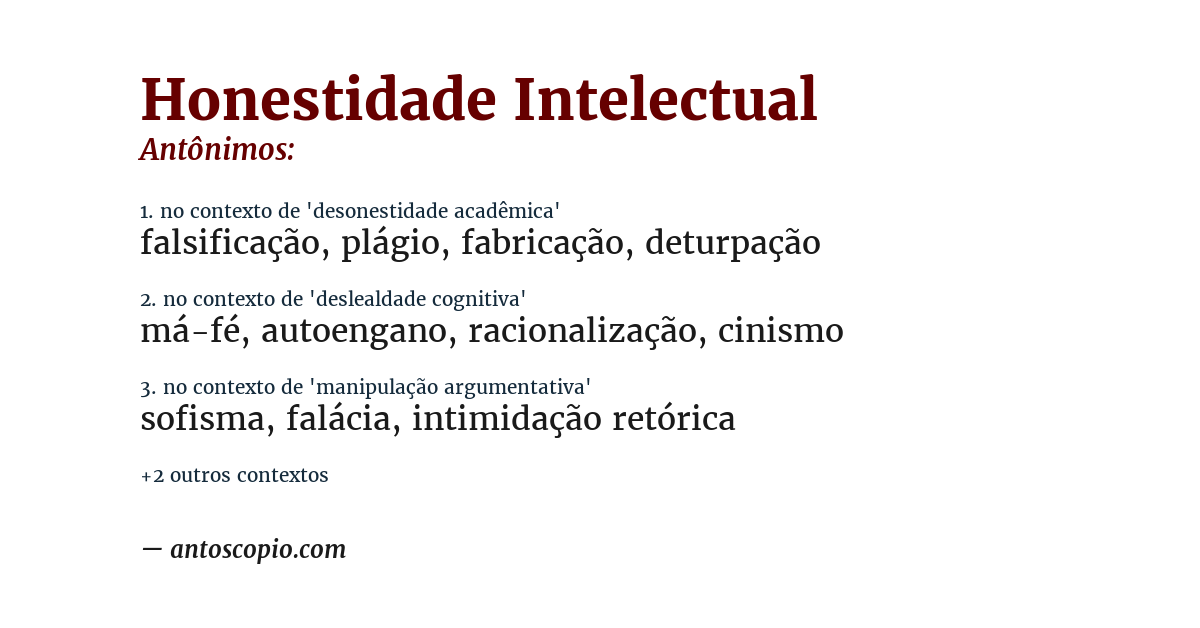 Antônimo de honestidade intelectual