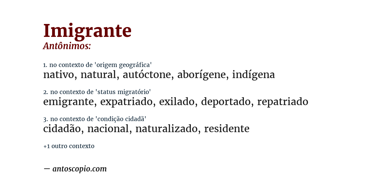 Antônimo de imigrante