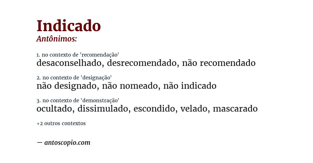 Antônimo de indicado