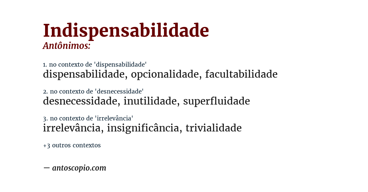Antônimo de indispensabilidade