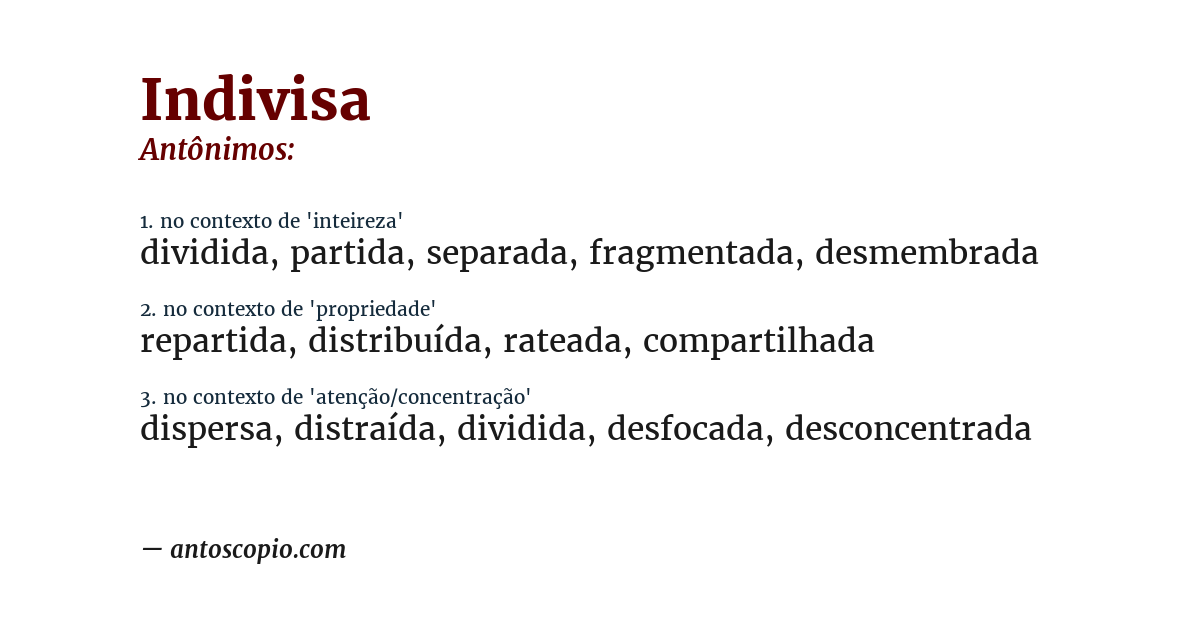 Antônimo de indivisa