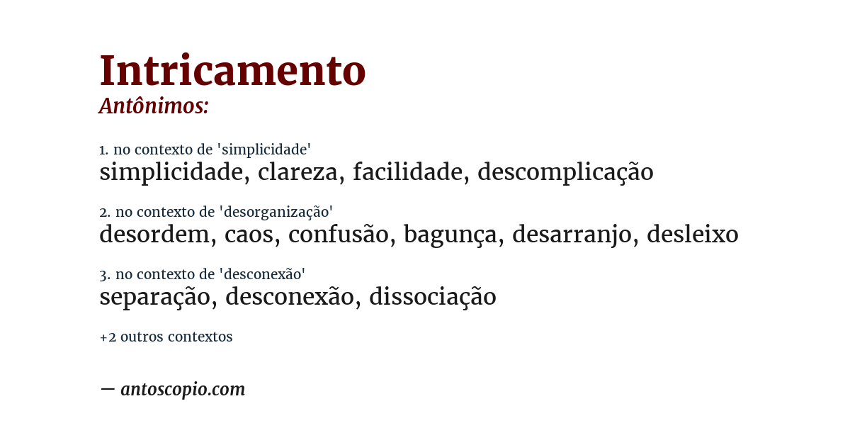 Antônimo de intricamento