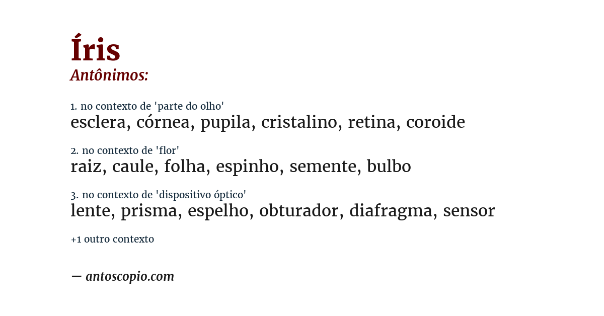 Antônimo de íris