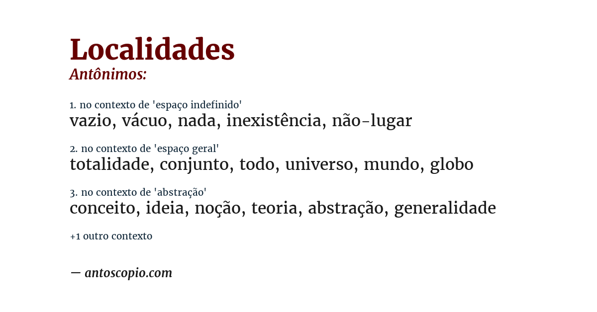 Antônimo de localidades