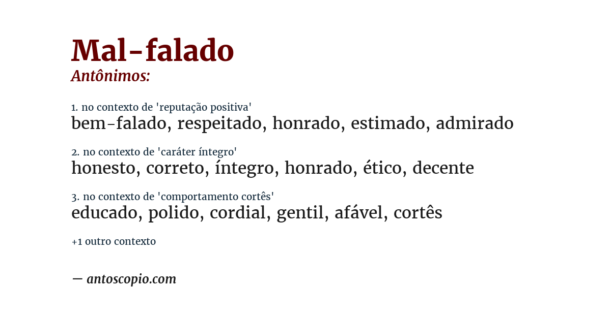 Antônimo de mal-falado