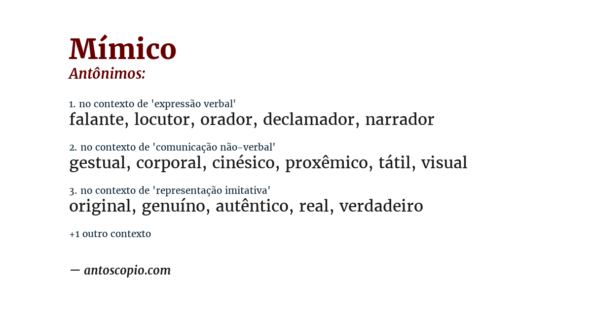 Antônimo de mímico