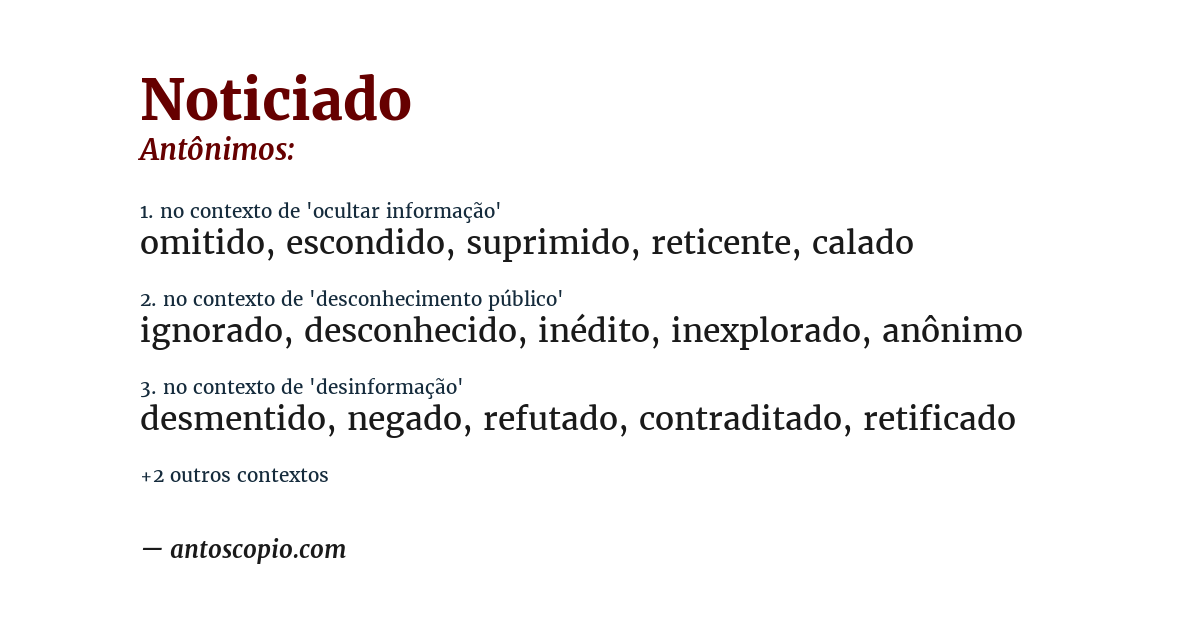 Antônimo de noticiado