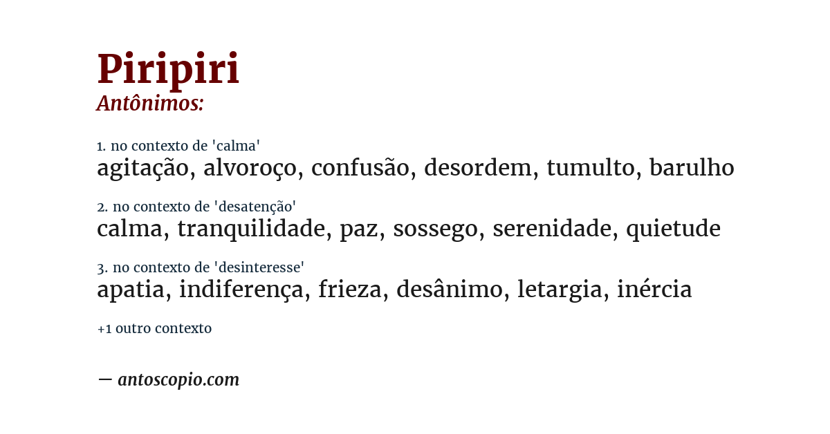 Antônimo de piripiri