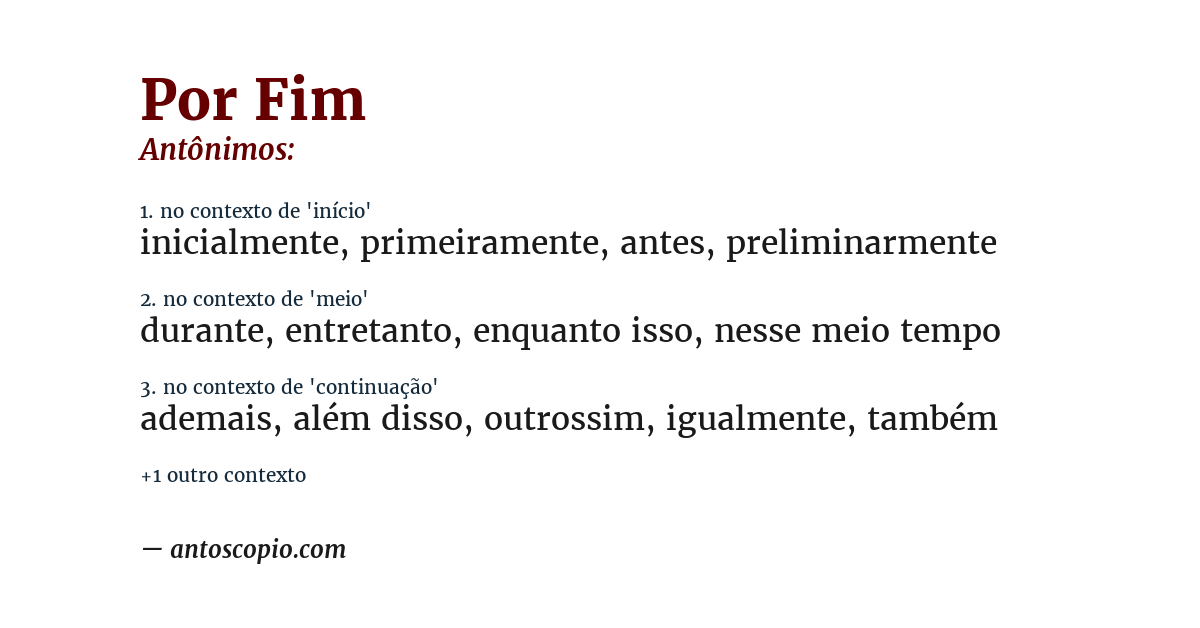 Antônimo de por fim