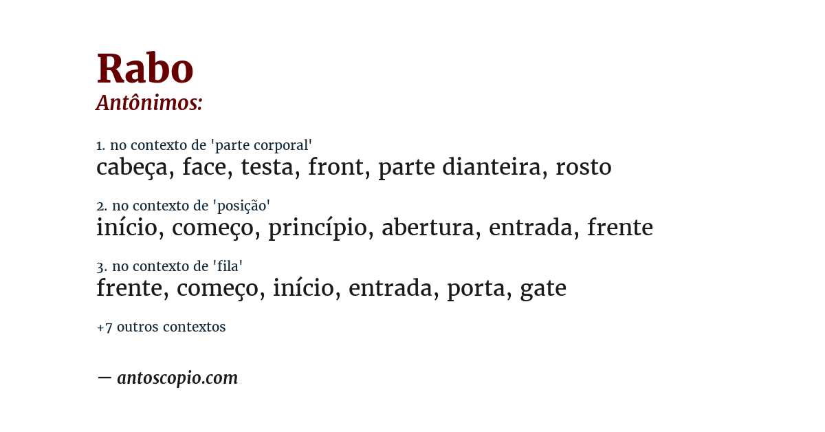 Antônimo de rabo