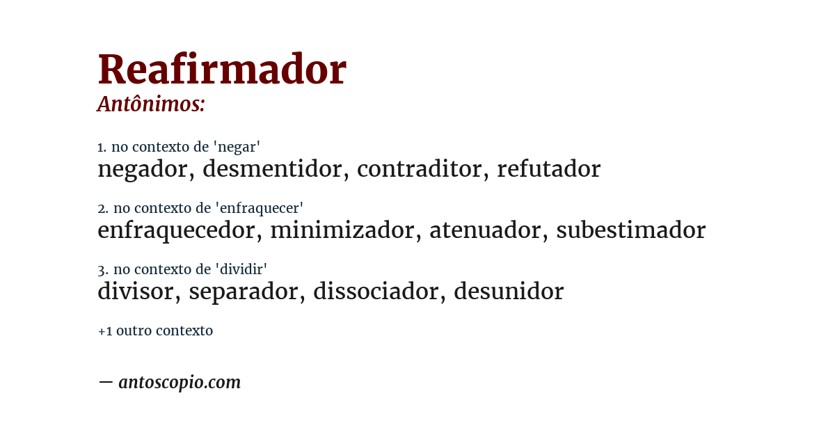 Antônimo de reafirmador