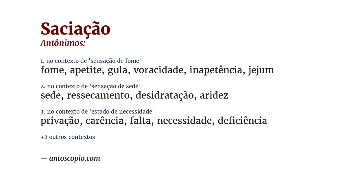 Antônimo de saciação