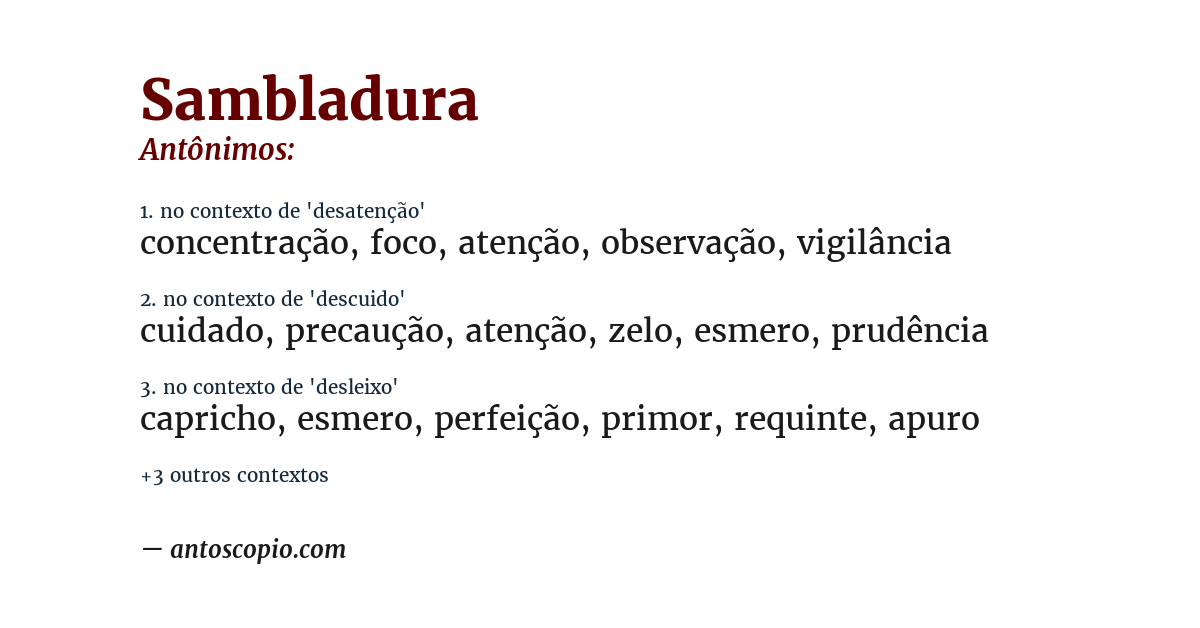 Antônimo de sambladura