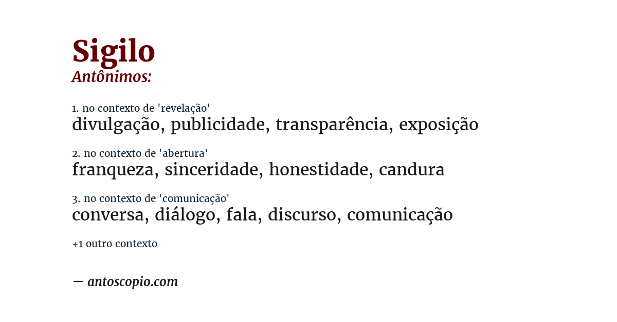 Antônimo de sigilo