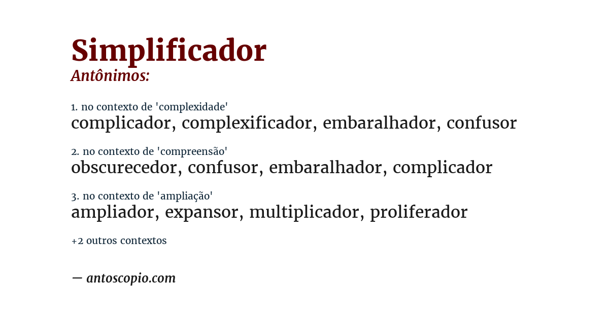 Antônimo de simplificador