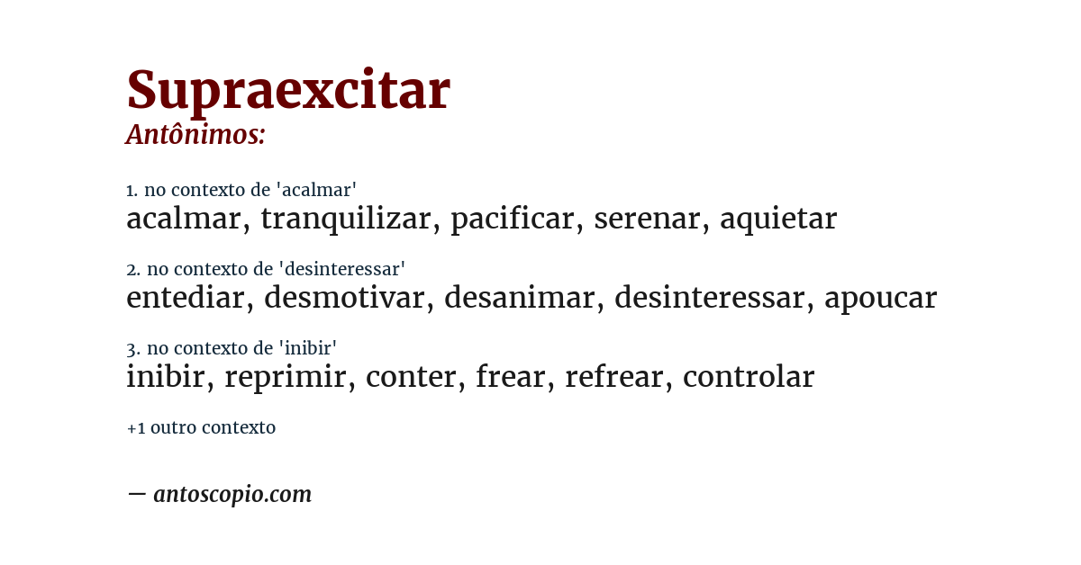 Antônimo de supraexcitar