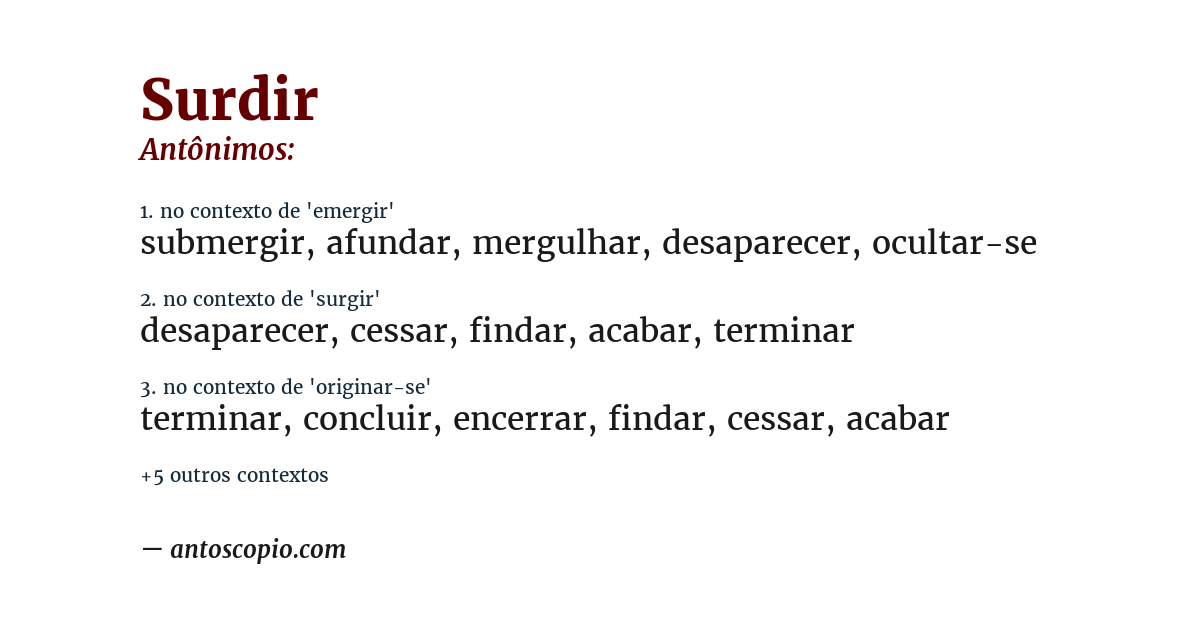 Antônimo de surdir