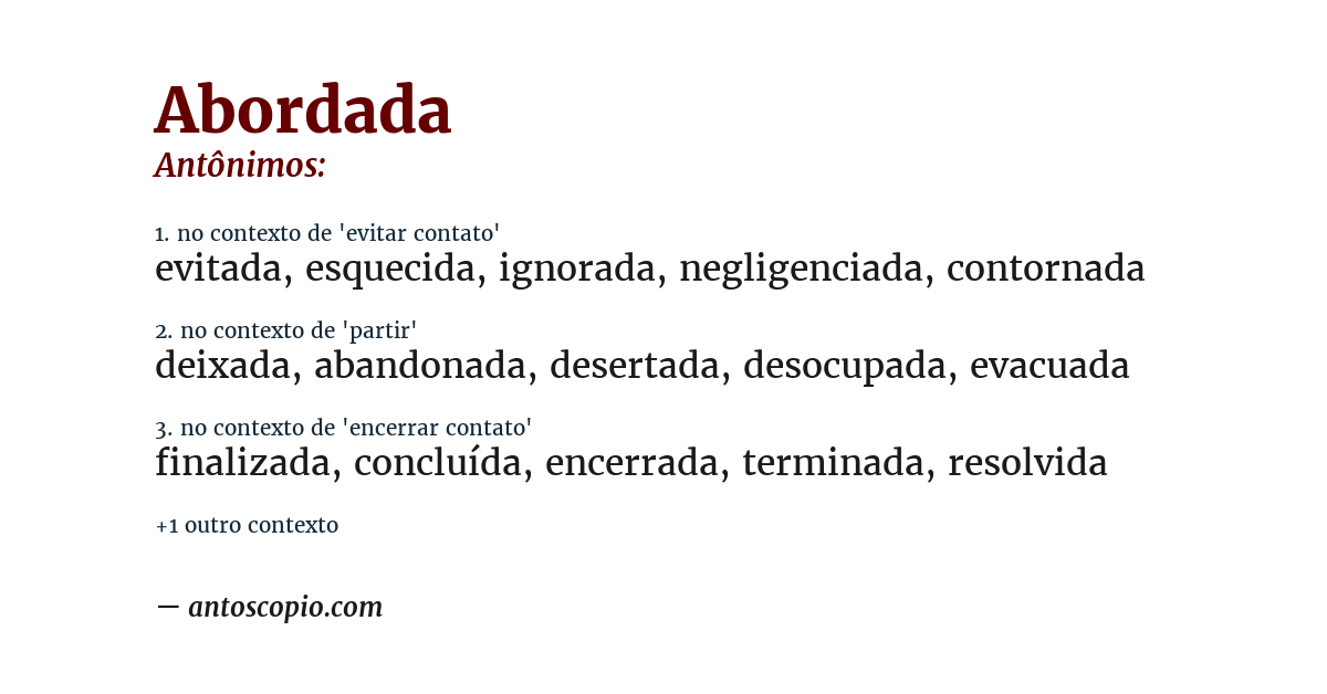 Antônimo de abordada