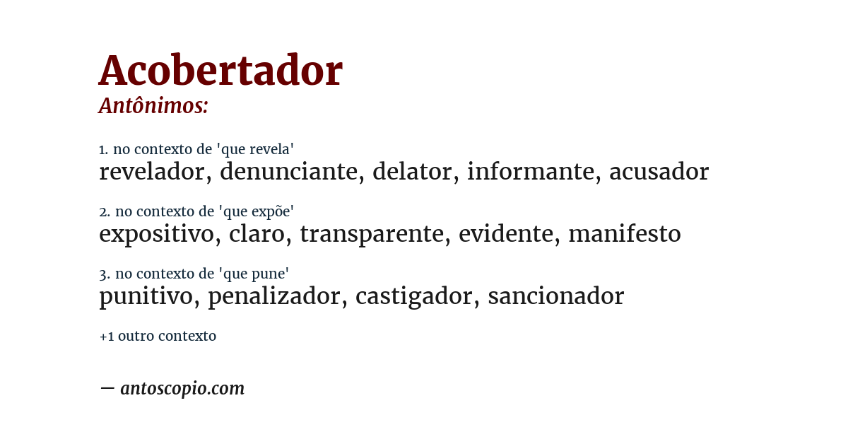 Antônimo de acobertador