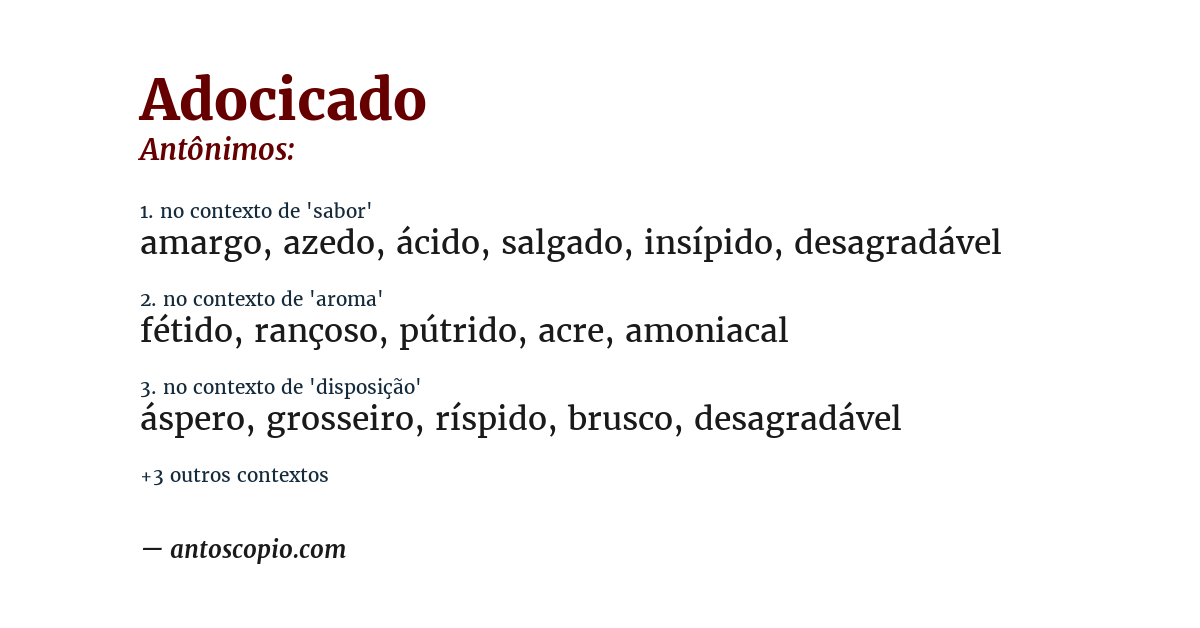 Antônimo de adocicado