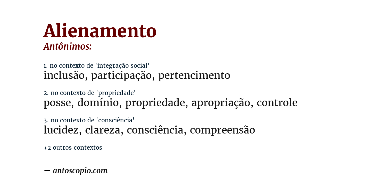 Antônimo de alienamento