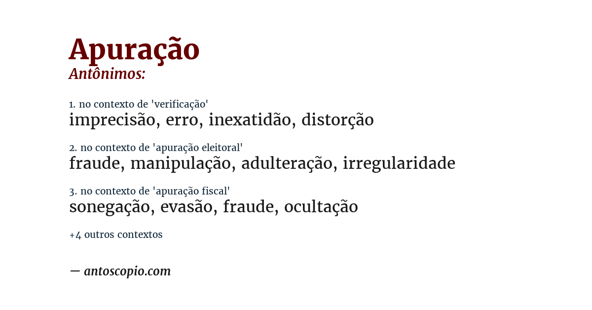 Antônimo de apuração