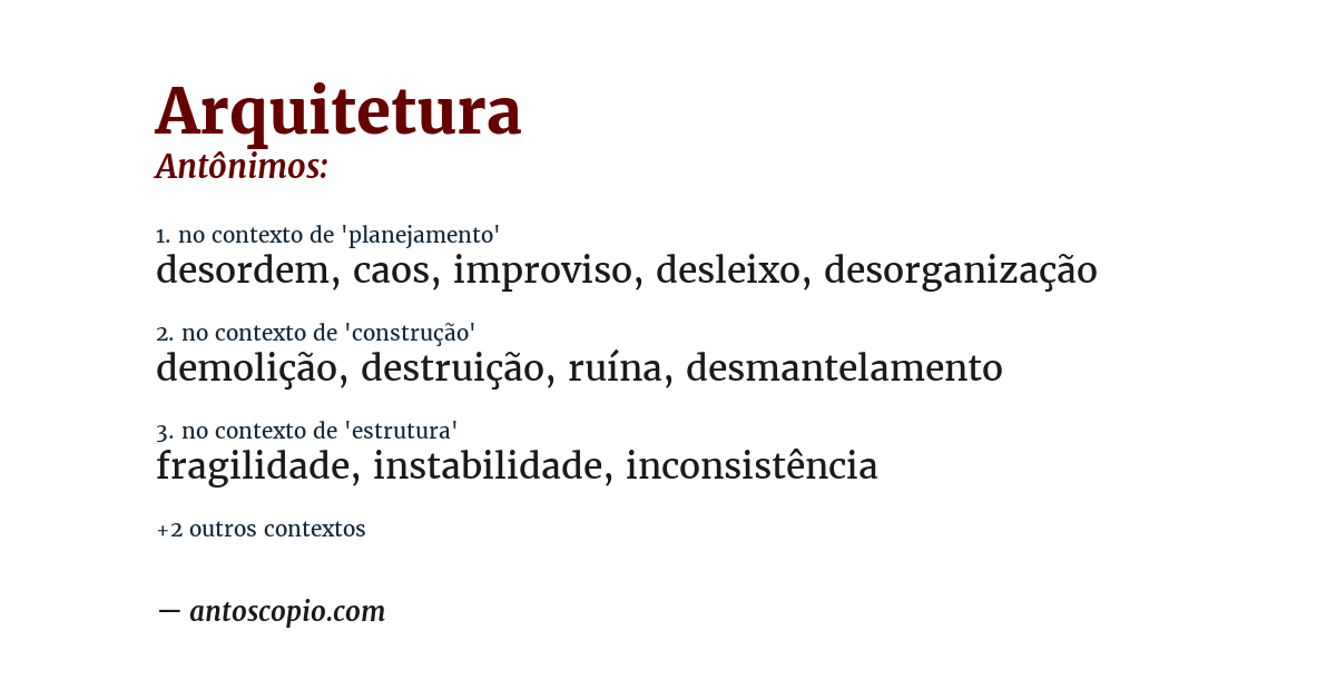 Antônimo de arquitetura