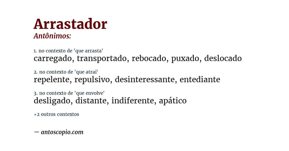 Antônimo de arrastador