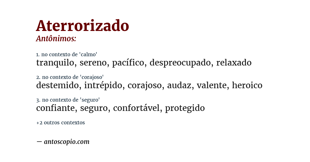 Antônimo de aterrorizado