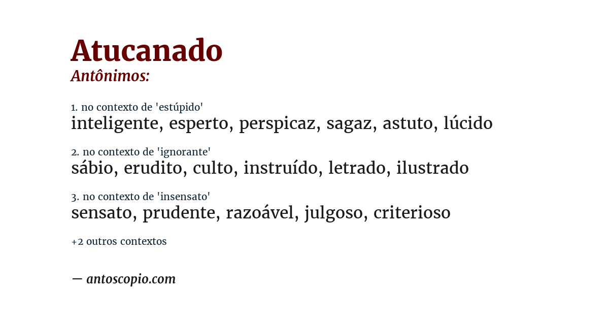 Antônimo de atucanado