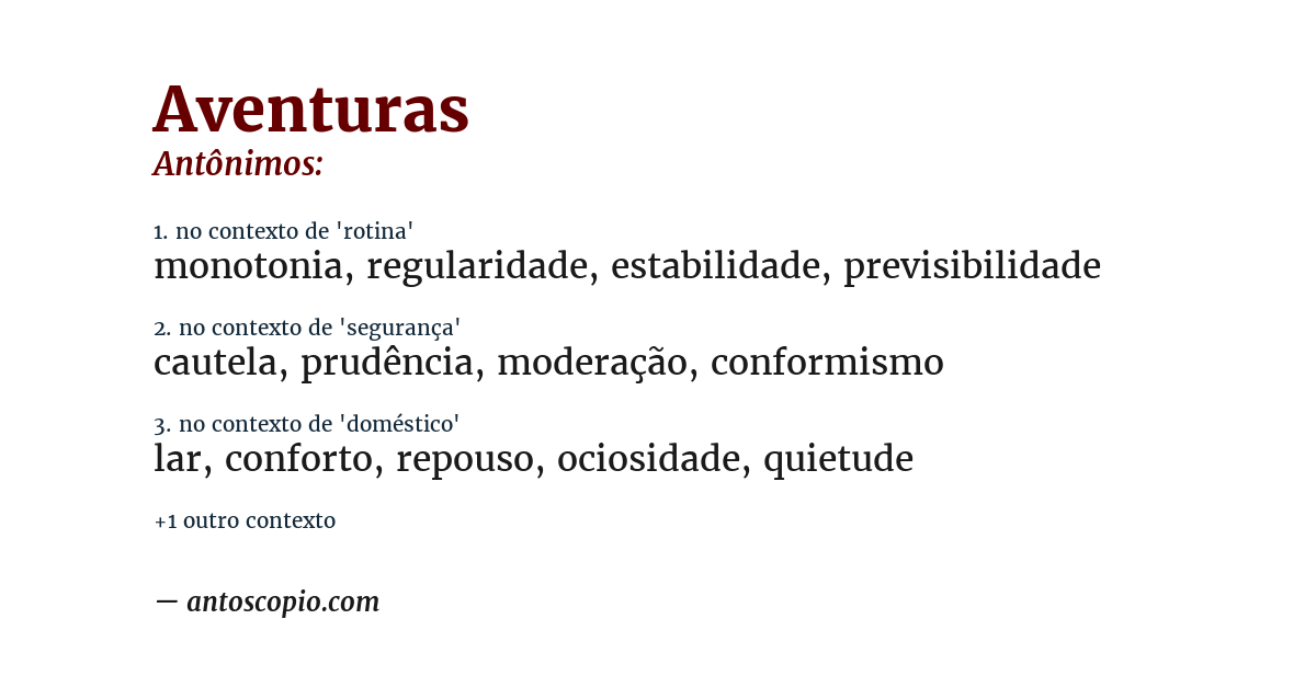 Antônimo de aventuras