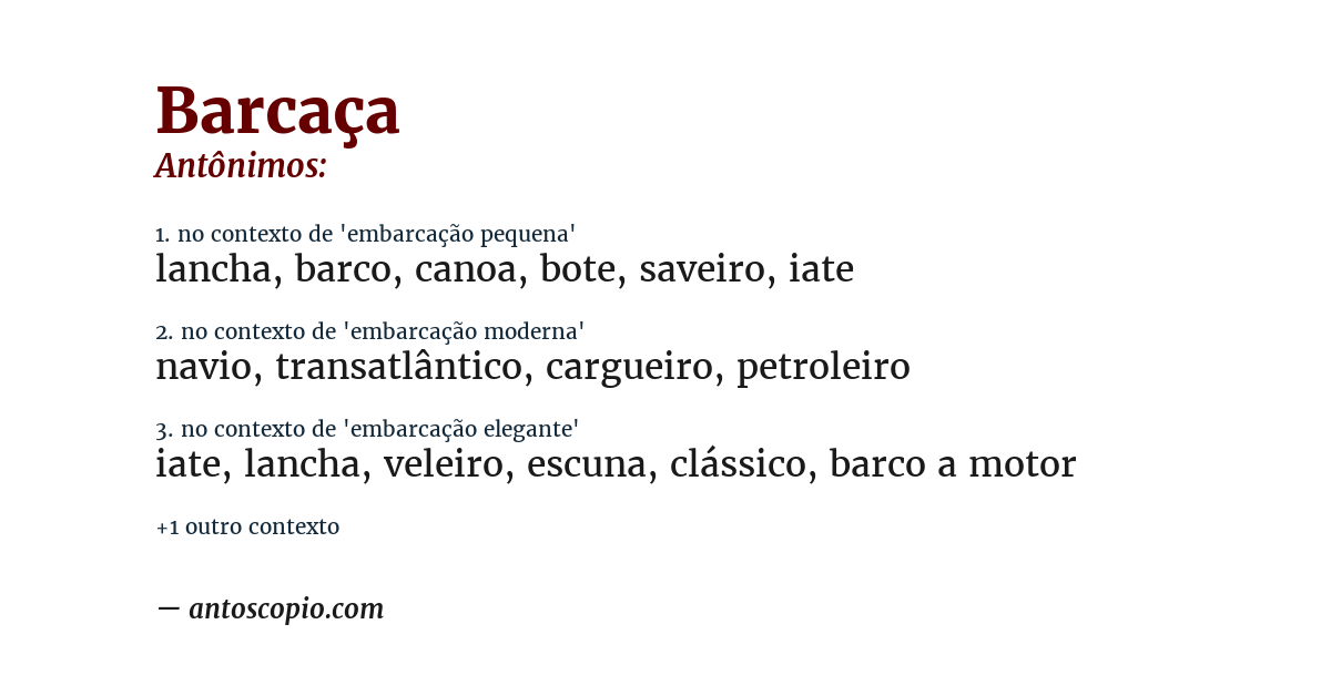 Antônimo de barcaça
