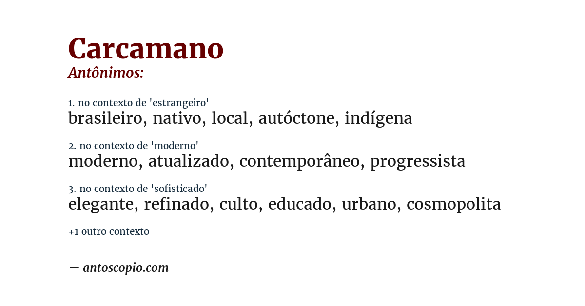 Antônimo de carcamano